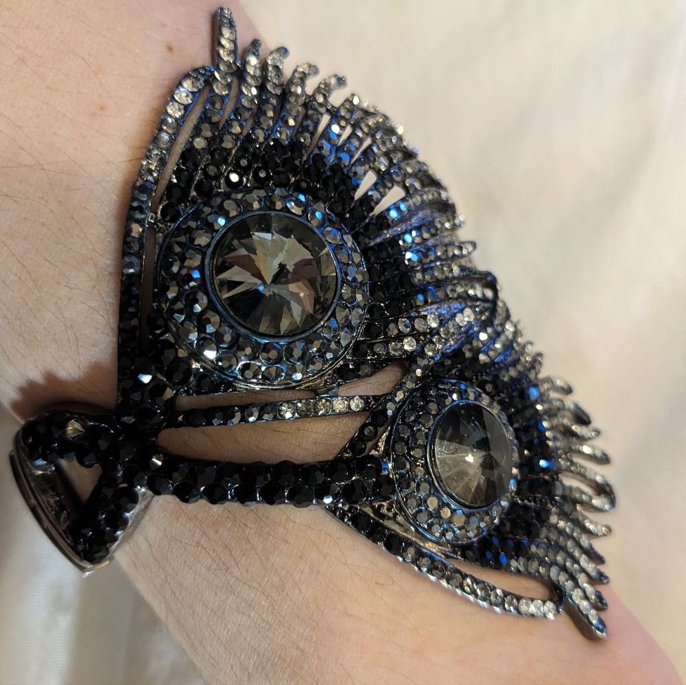 Peacock Feather Statement Bracelet - image 1